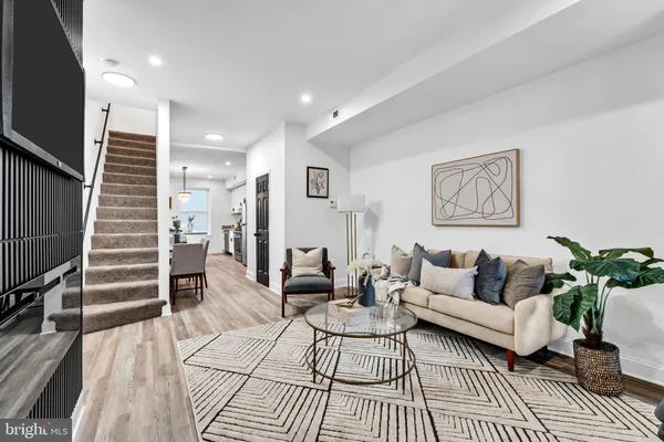 a living room with furniture
