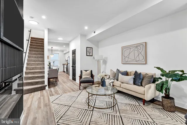 a living room with furniture