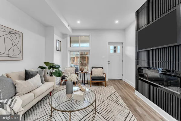 a living room with furniture