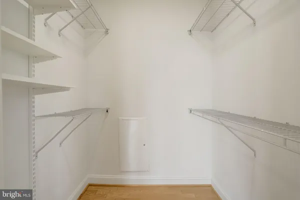 a view of small space with racks on the wall