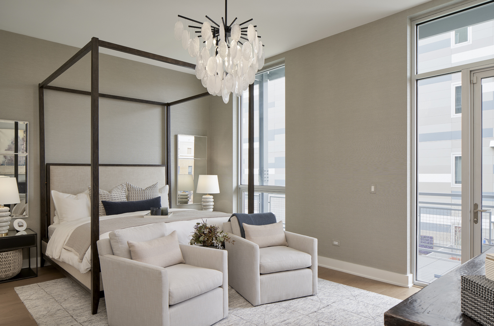 128 South Aberdeen Street, Unit 3S Chicago, IL 60607 - Photo 6 of 9 a living room with furniture and a chandelier