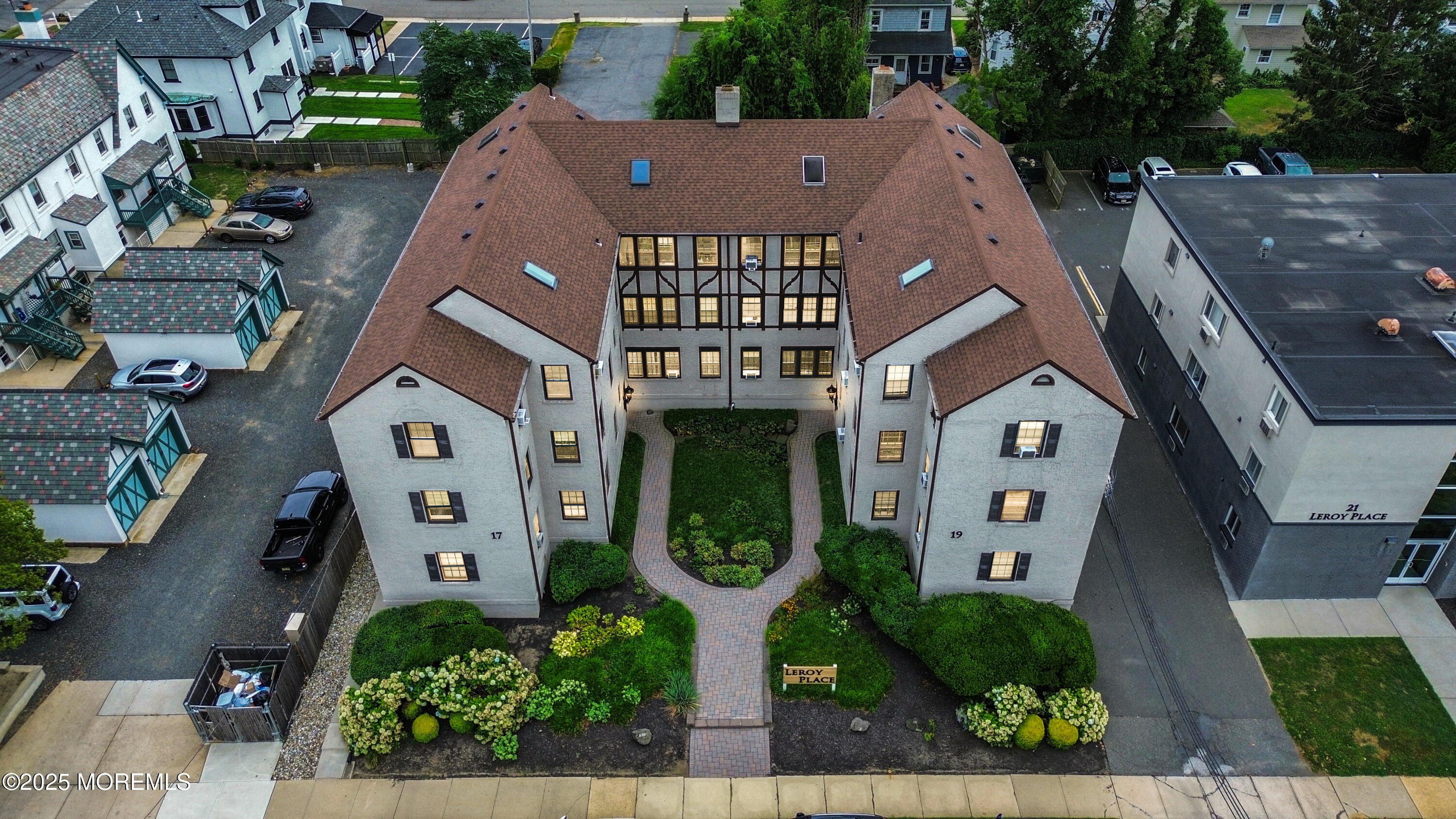 an aerial view of a house