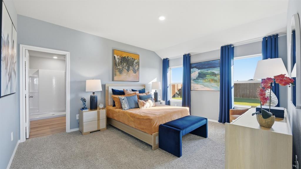 1616 Tin Roof Road Krum, TX 76249 - Photo 12 of 35 a bedroom with a bed and a flat tv screen next to a window