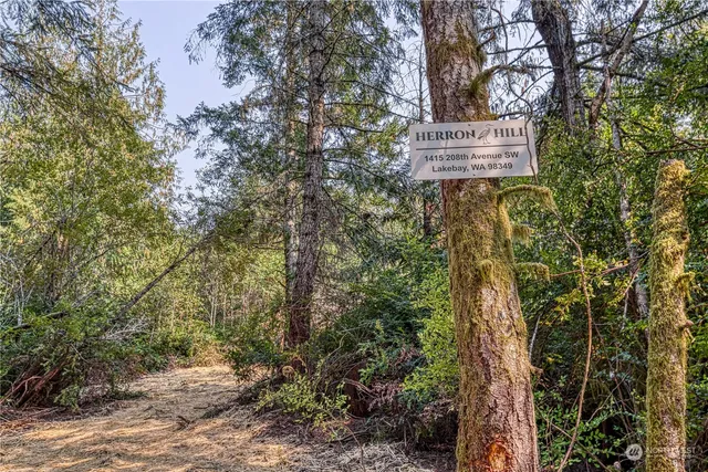 a sign that is sitting in front of a tree
