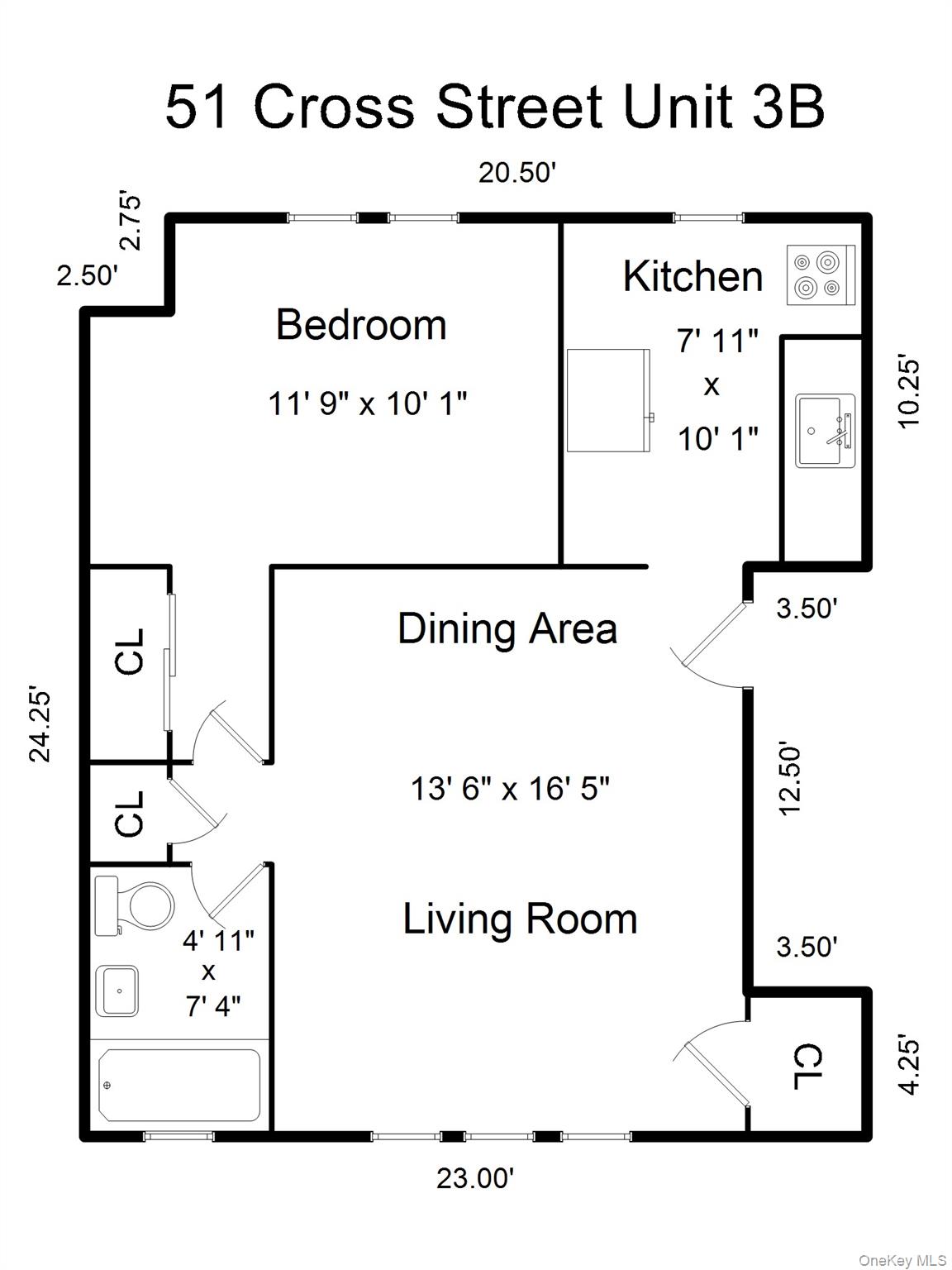 51 Cross Street, Unit 3B Yonkers, NY 10708 - Photo 18 of 18 Bedroom, Kitchen, Living room, bathroom, closets