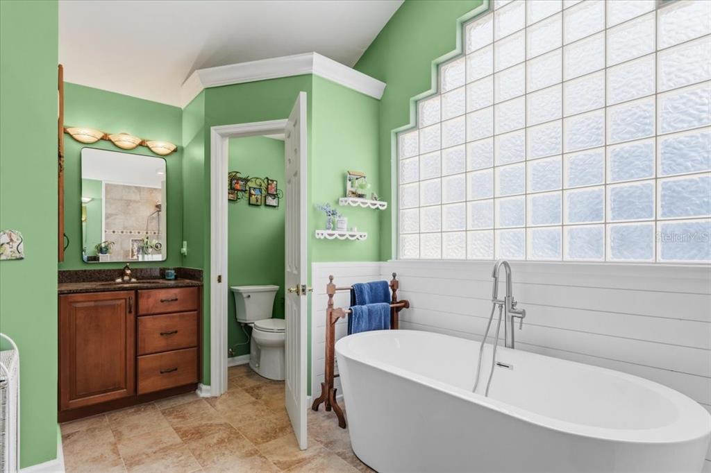 8386 Austin Road Melrose, FL 32666 - Photo 39 of 76 a bathroom with a tub a sink and a large mirror