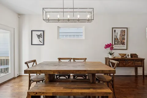 a view of a dining room with furniture wooden floor and dining table