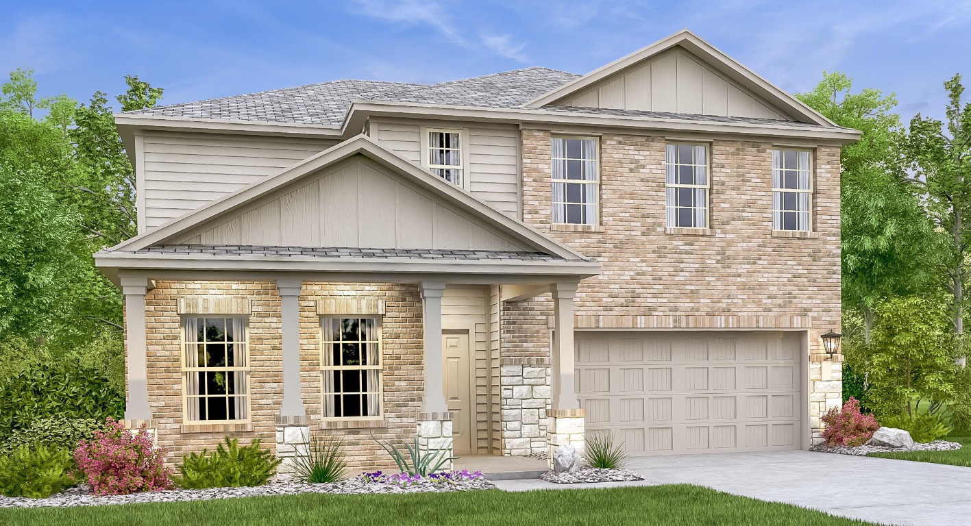18017 Prairie Falcon Way Pflugerville, TX 78660 - Photo 4 of 26 a front view of a house with garden