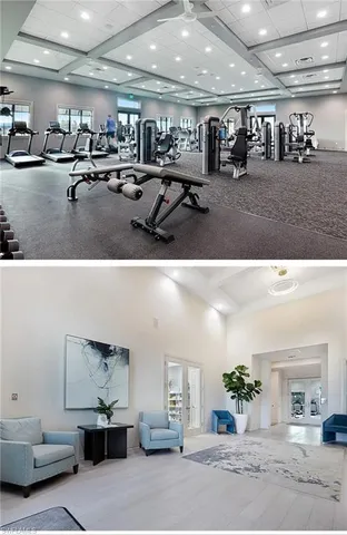 a view of a water fountain and a lawn chairs