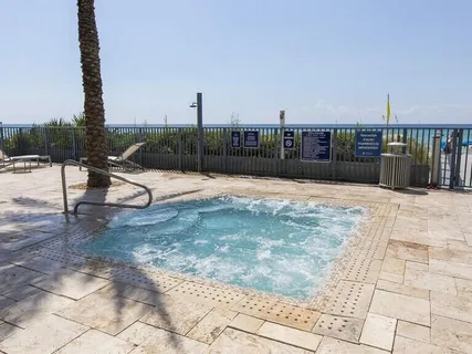 a swimming pool with a terrace