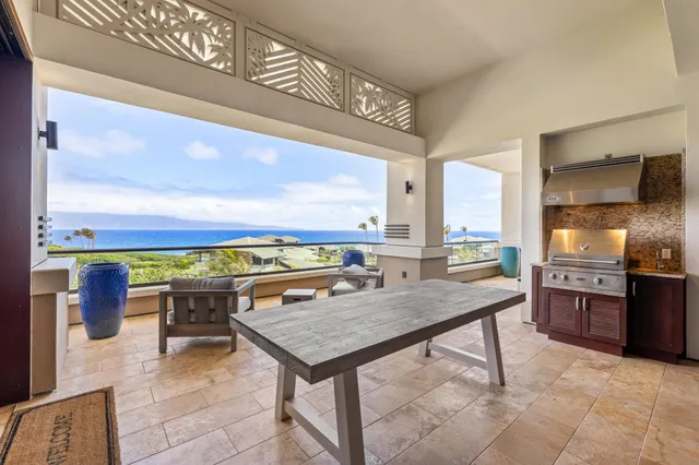 a view of a lake with a terrace