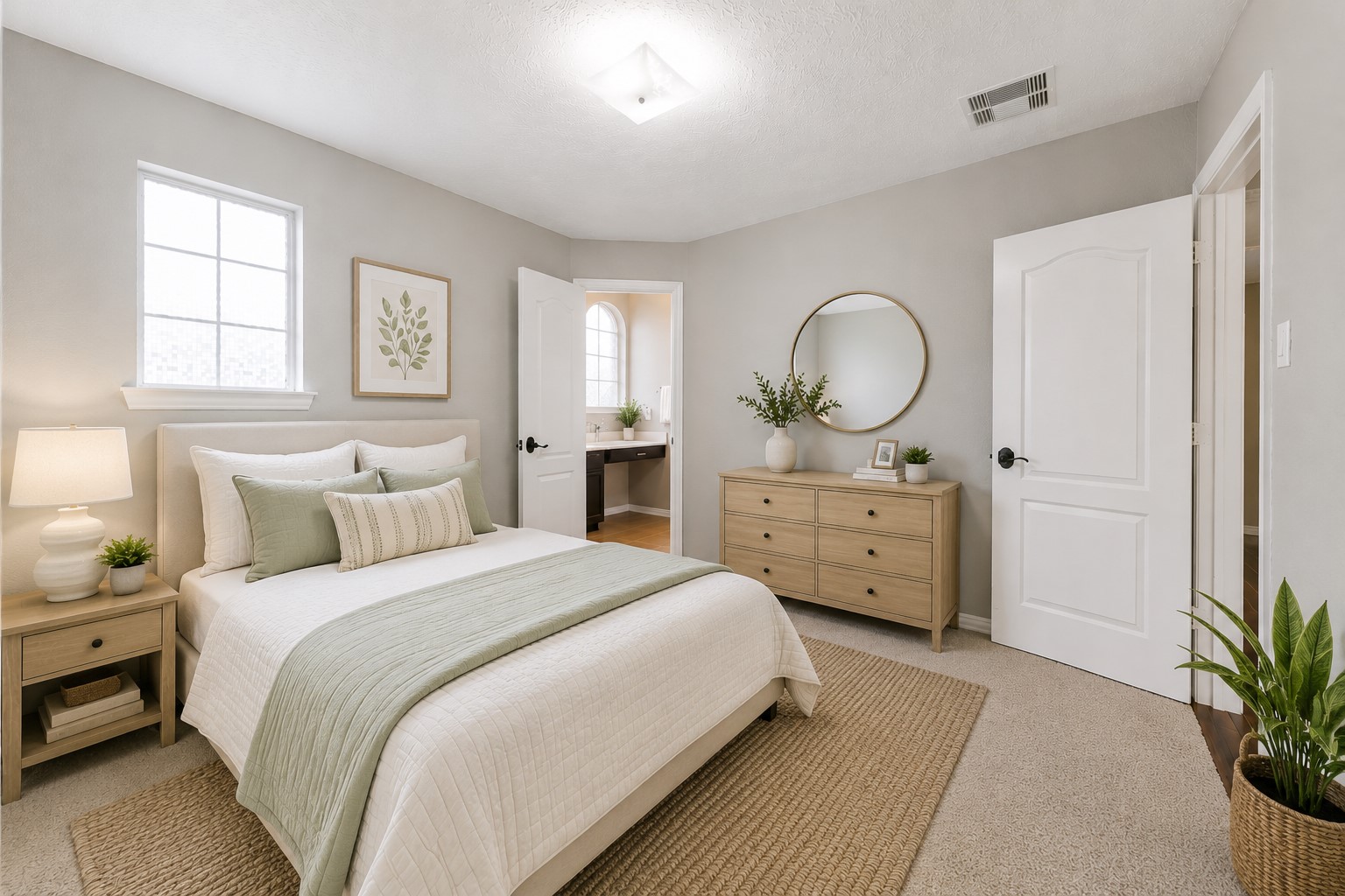 9438 Emerald Lakes Drive Rosharon, TX 77583 - Photo 19 of 36 a bedroom with bed and a chandelier