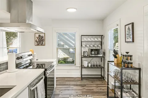 a workspace with furniture and window