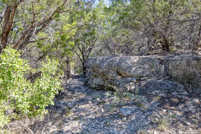 an aerial view of house with yard and mountain view in back
