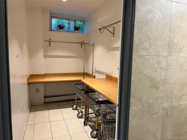 a room with table and window