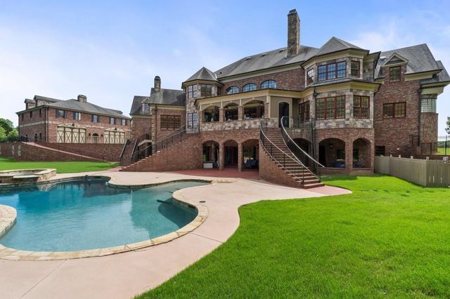 a view of a lake with a city