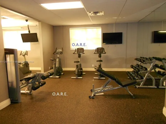 a view of a room with gym equipment