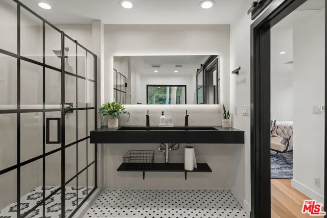 a living room with a large window