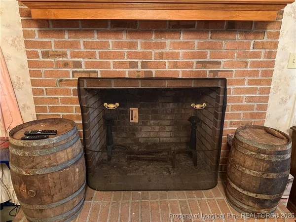 a close view of a fireplace