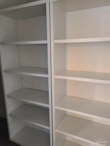 a close up view of closet