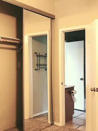 a bathroom with a bathtub and shower