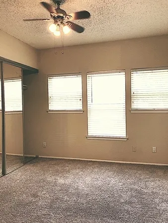 an empty room with a workbench