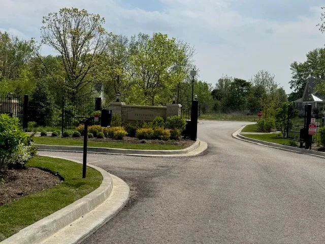 a view of a park with slide