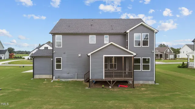 a view of a house with a large window