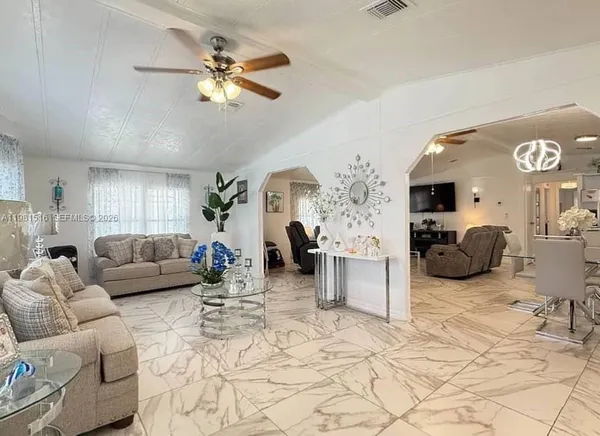 a living room with furniture