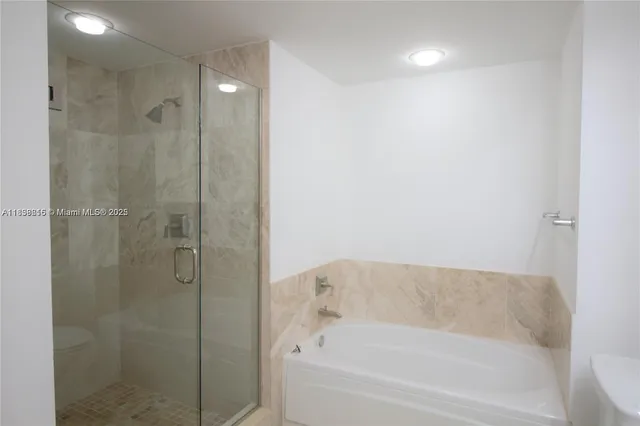 a bathroom with a bathtub