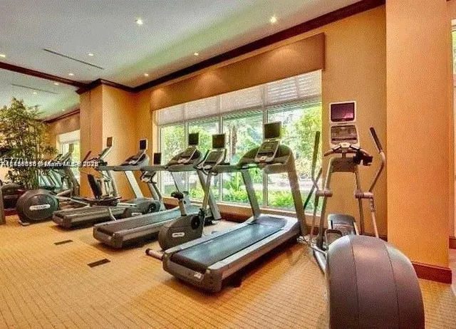 a view of a room with gym equipment