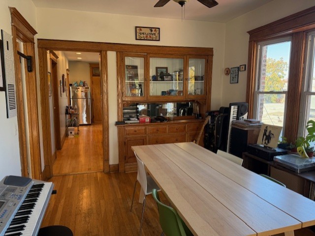 3330 West Evergreen Avenue Chicago, IL 60651 - Photo 13 of 16 a kitchen with a refrigerator and wooden floor