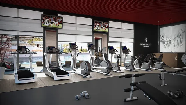 a view of a room with gym equipment