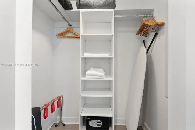 a view of a room with rack on the wall