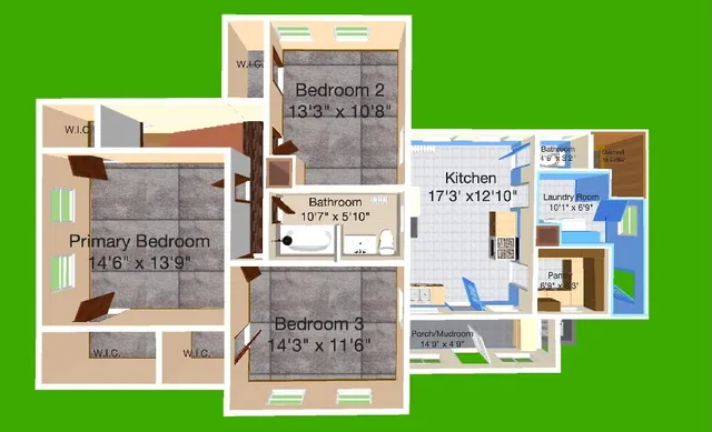 a view of a wall with a small yard