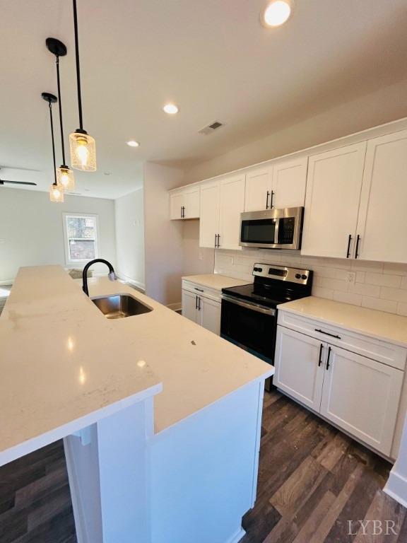 73 Allure Drive Rustburg, VA 24588 - Photo 5 of 13 a kitchen with stainless steel appliances a sink a stove top oven a counter space and cabinets