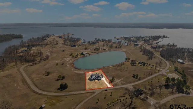 an aerial view of a swimming pool