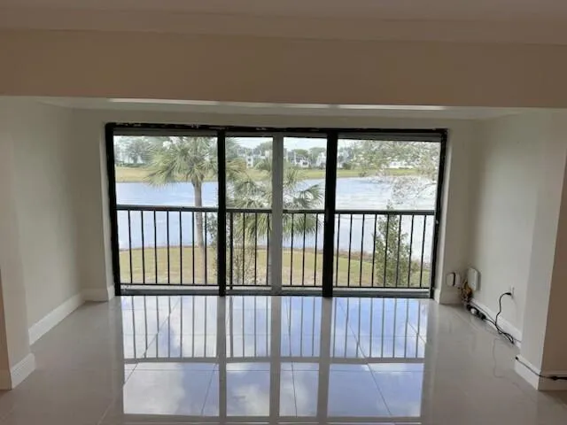 a view of staircase with large window