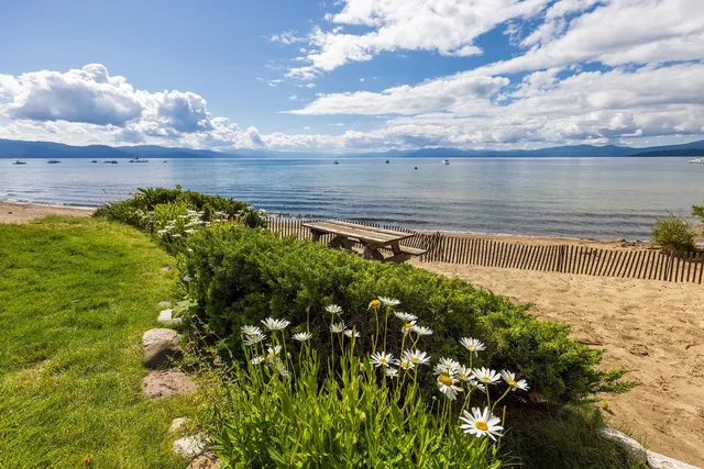 a view of a lake with outside area