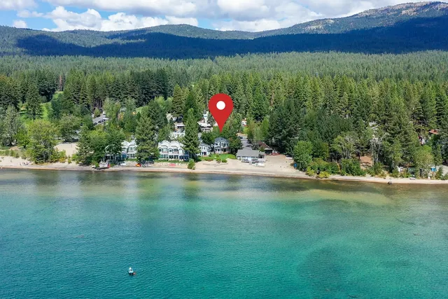 a view of a lake from a yard