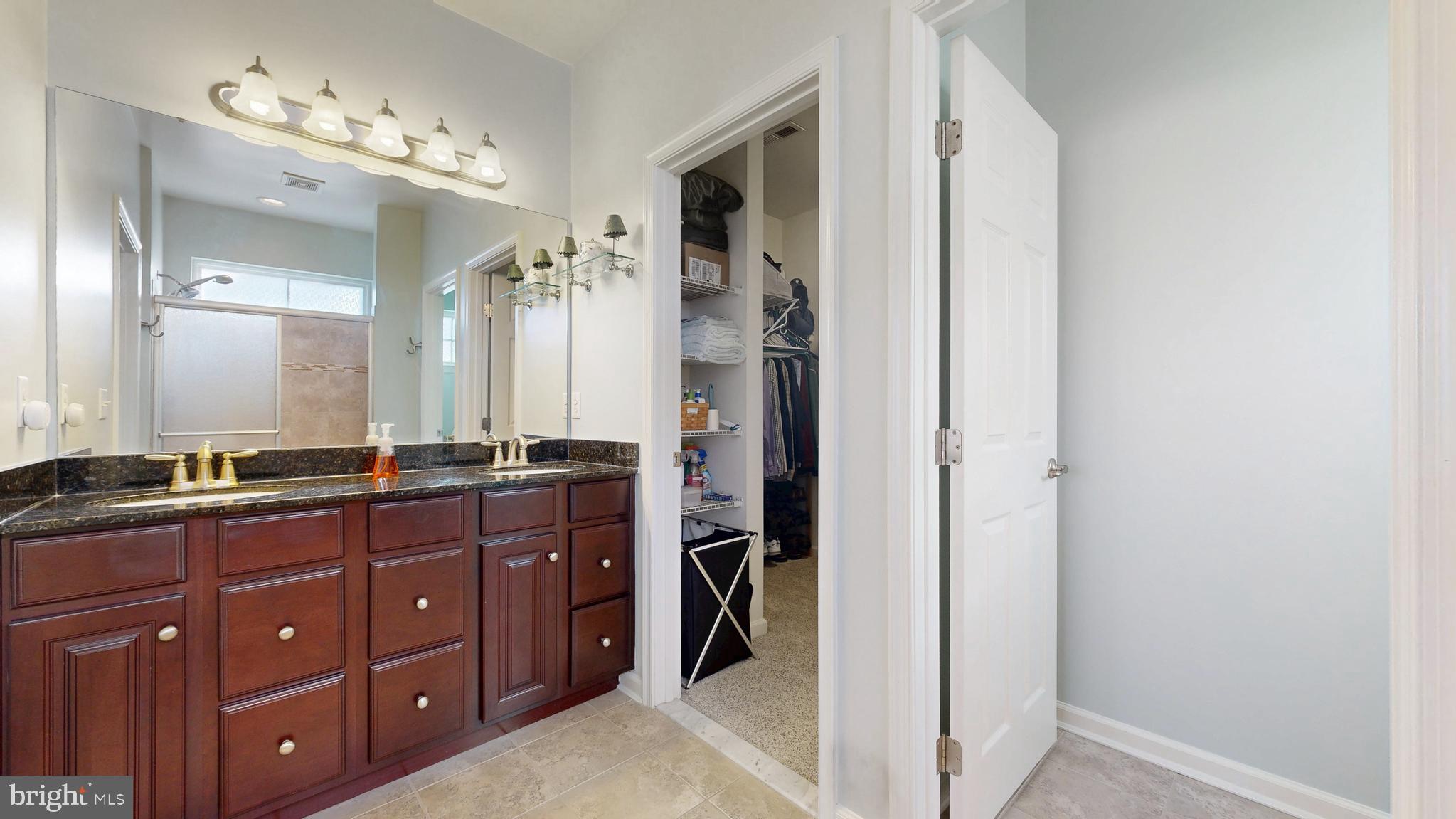 546 Stonehaven Drive Townsend, DE 19734 - Photo 29 of 60 a bathroom with a double vanity sink and mirror with shower