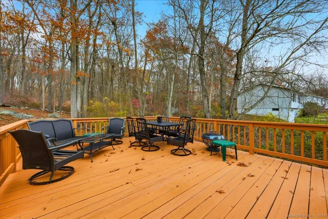 a view of a terrace with chairs
