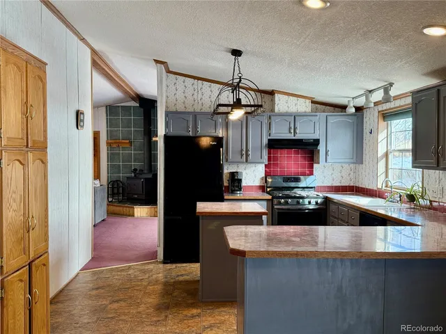a kitchen with stainless steel appliances granite countertop a sink and a refrigerator