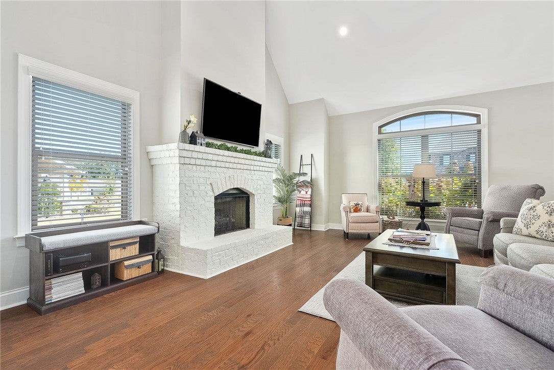 Great room with vaulted ceiling