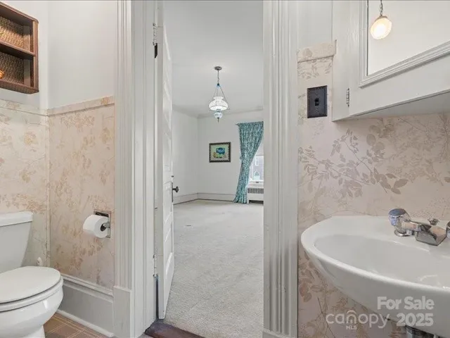 a bathroom with a bathtub