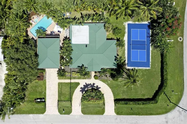 an aerial view of a house