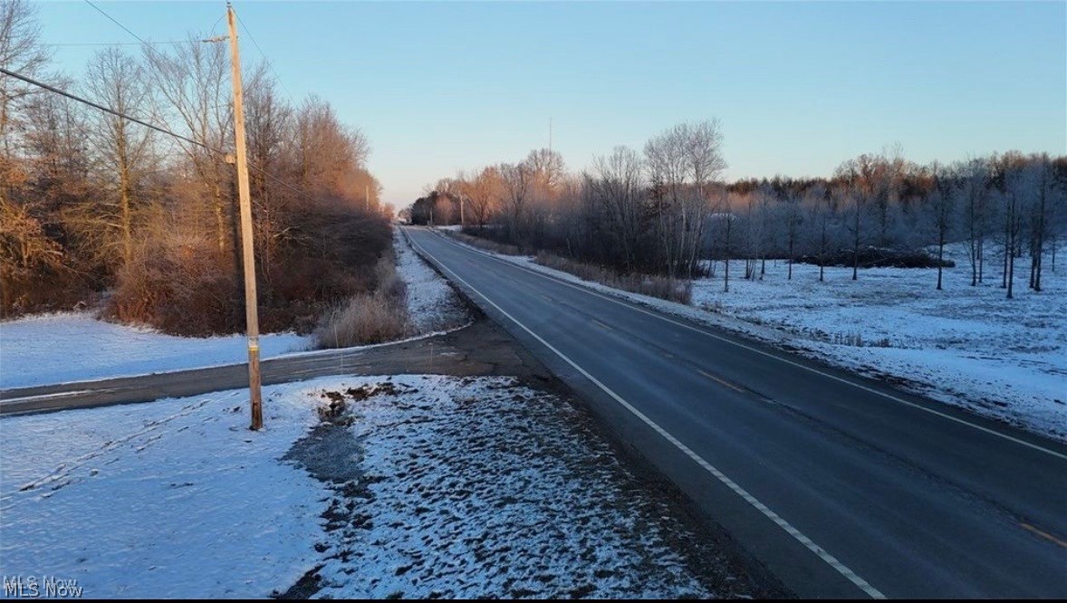 14 State Route Deerfield, OH 44411 - Photo 7 of 9 Paved road frontage with a roadside utility pole and bare trees