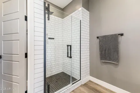 a workspace with wooden floor