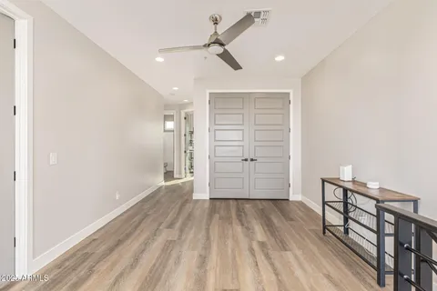 an empty room with closet