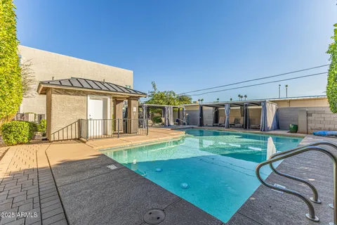a view of a street with a building